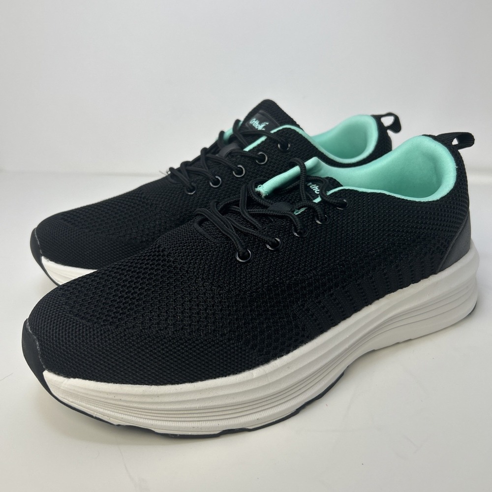 OrthoComfoot Women's Orthopedic Walking Shoes Size EU 41.5/US 10 Black/Aqua NEW